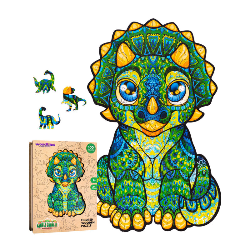 Gentle Dino Charlie Jigsaw and Wall Decoration | Woodlika Puzzle